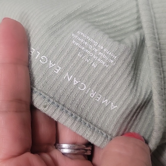 American Eagle Celery Green Ribbed Halter Top Size XSmall - Picture 4 of 4